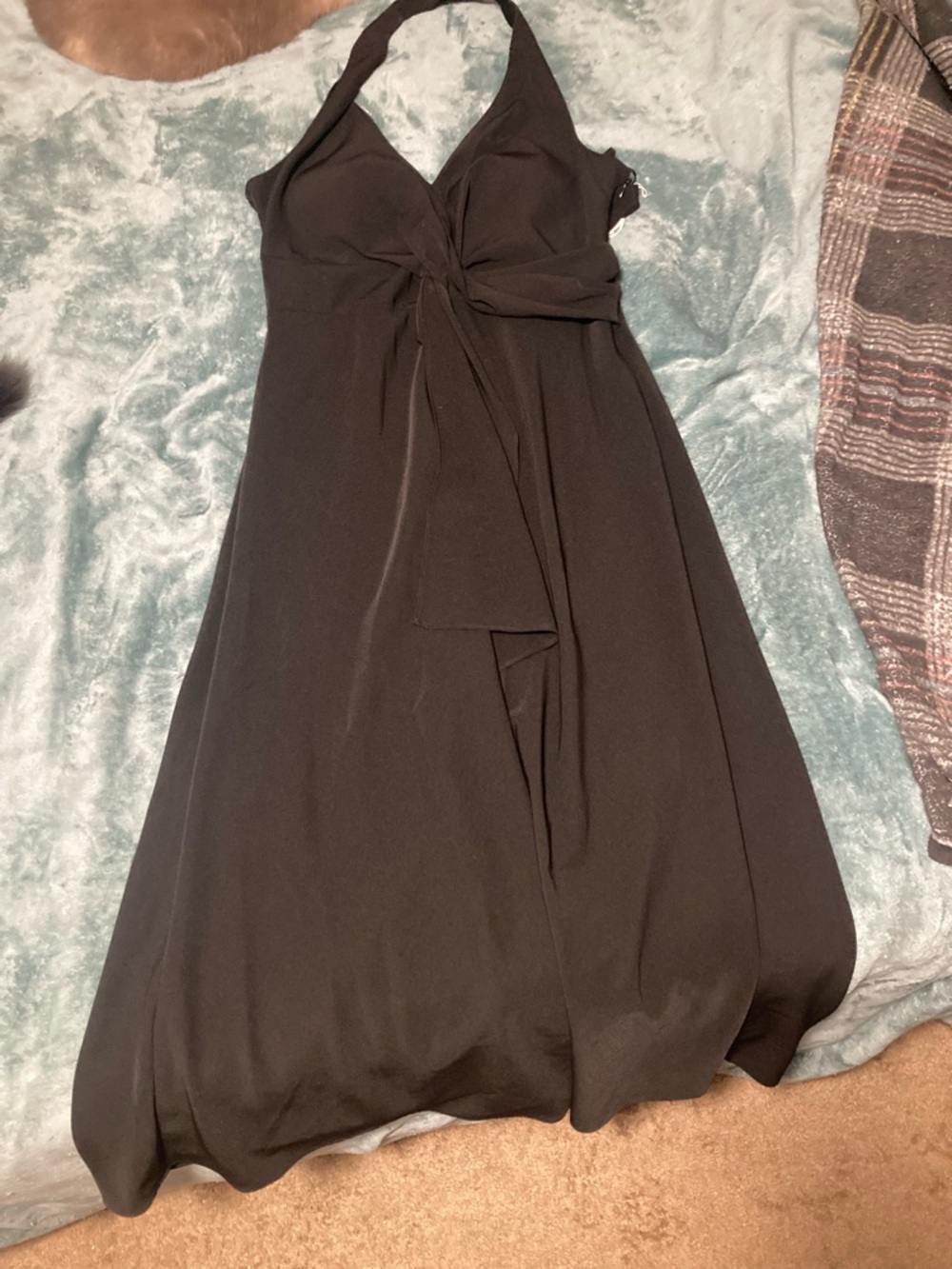 Classic Black Halter Tie-Detail Dress